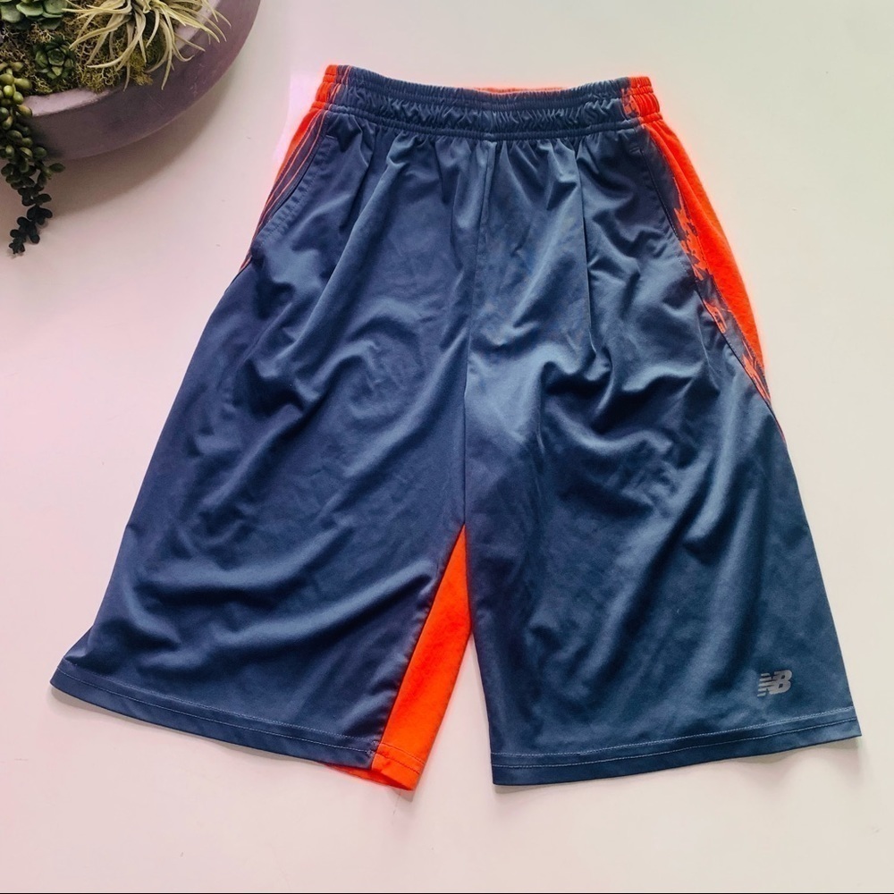 New balance kids large athletic shorts orange gray